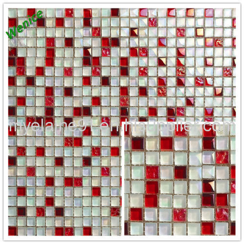 Colorful Waterproofing glass mosaic tile 15x15
