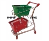 two basket shopping trolley/double layer basket shopping cart for supermarket /trolley to transport goods