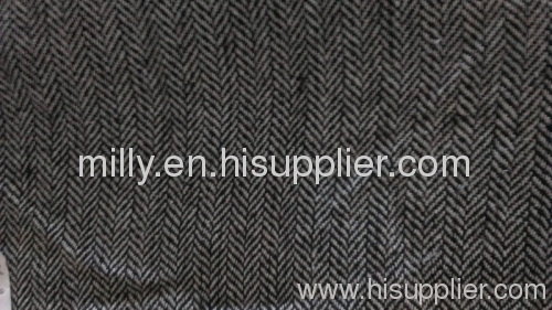 Wool Poly Black and White Herringbone Fashion Lady Garment Fabric