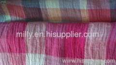 100%linen creped yarn dyed check fabric