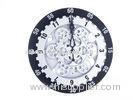 Funky Quartz Ring Silver Table Geared clock , 12 inch