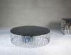 304 Shinny Stainless Steel Coffee Table, Round Glass Metal End Table