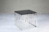 Modern Square Coffee Table, Black Tempered Glass End Tables