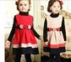 Cotton Childrens Clothes , Winter Long Sleeve Girls One Piece Dress