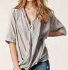 Womens Shirts Blouses Half Sleeve Wrap Blouse / Shirts V- Neck