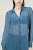 See-Through Casual Womens Shirts Blouses , Blue Eco-Friendly