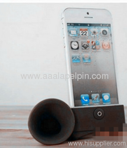 Black horn stand speaker/Silicone amplifier for iphone 5 5G