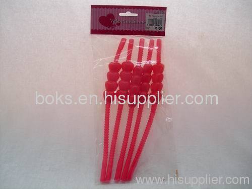 hot sale Plastic Valentine flexible drinking Straws