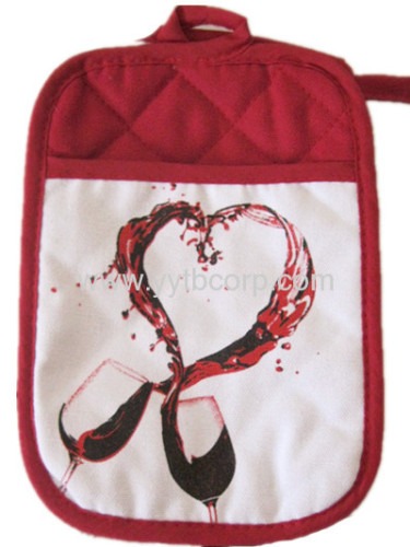 wine printed Microwave Oven Heat Insulation Glove & Coaster set 