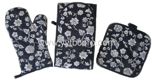the most popular microwave oven glove double long gloves & coaster set with good quality