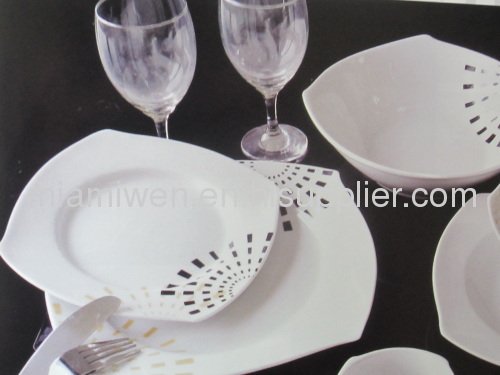 S Shape 30PC Dinner Set Black dot porcelain ,table ware