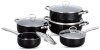 10PCS Black Aluminum Sauce Pan and Casserole With Glass Lid