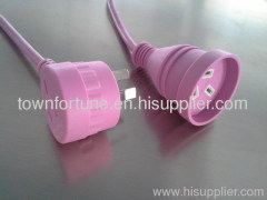 Australia extension cords with piggyback plug in pink color