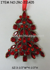 Chirstmas tree ornament with colorful crystals