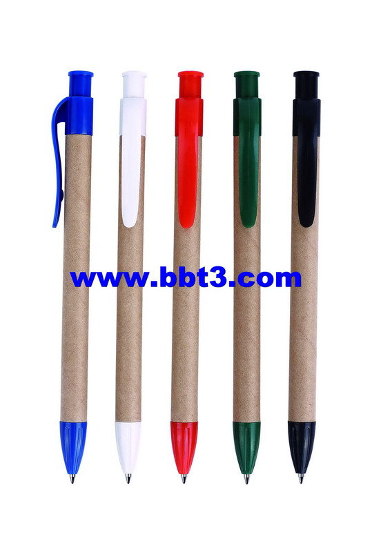 Eco paper promotional ballpen with plastic clips