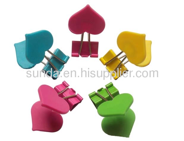 Colorful Heart Shaped Binder Clip with Plastic Panel