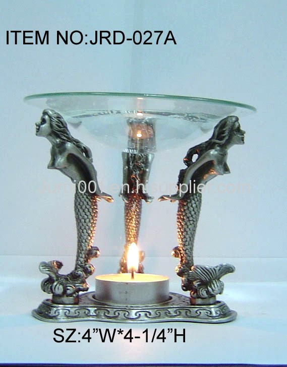 Metal oil burner with colorful epoxy