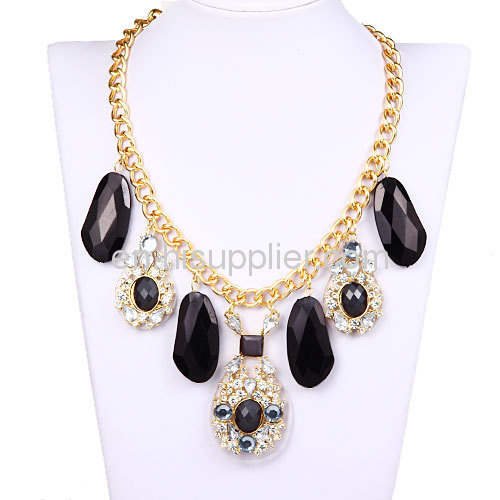 2013 Costume Jewelry Big Stone Necklace,Rhinestone Crystal Bib Collar 