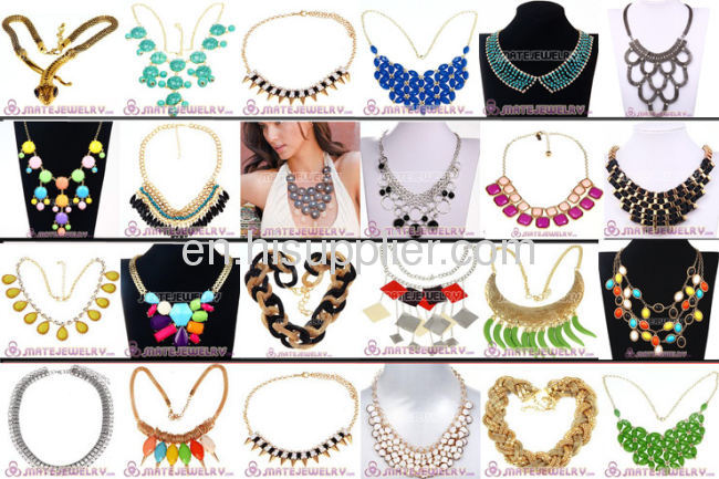 2013 Costume Jewelry Big Stone Necklace,Rhinestone Crystal Bib Collar 