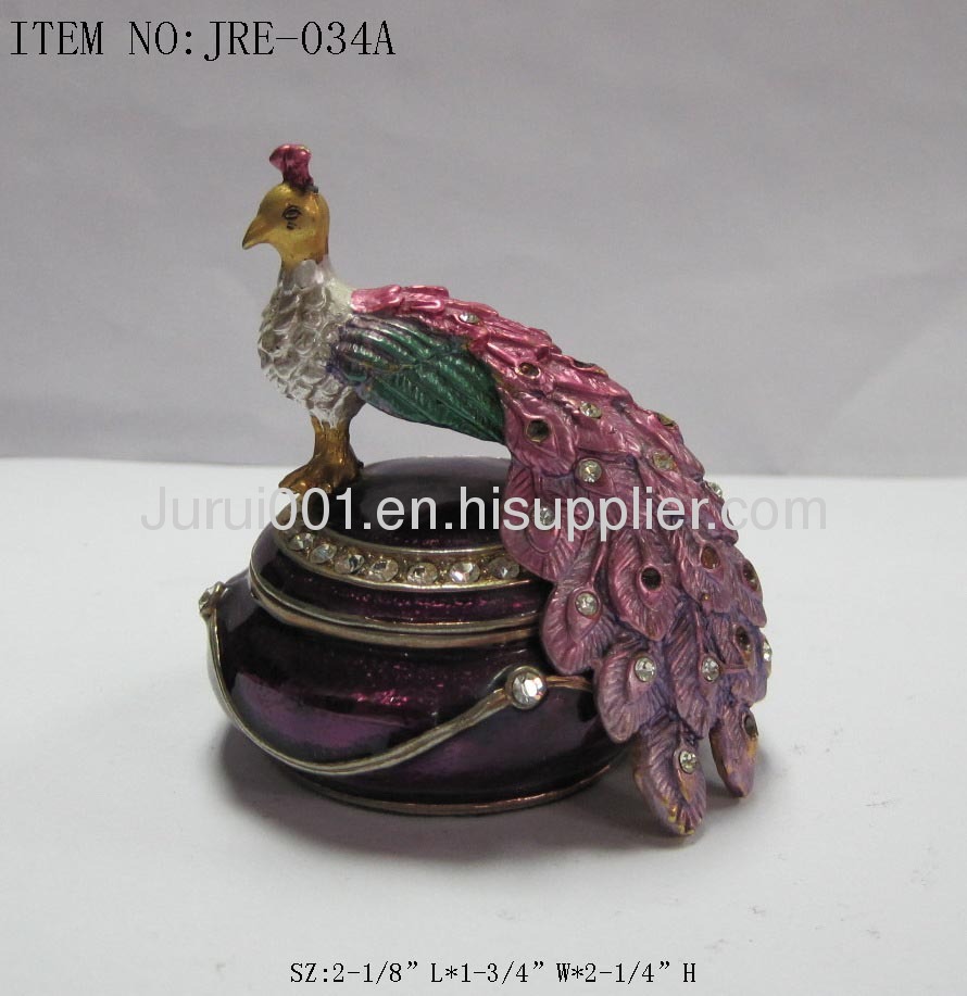 Animal shape metal jewelry box with colorful crystals