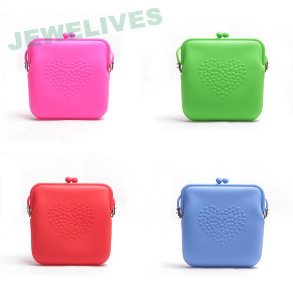 Beautiful Silicone Cosmetic Saddle bag with embossedheart design