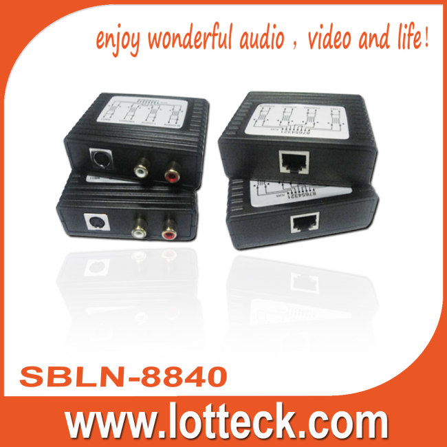 S-Video+L/R Audio extender over lan cable Cat5/5e/6