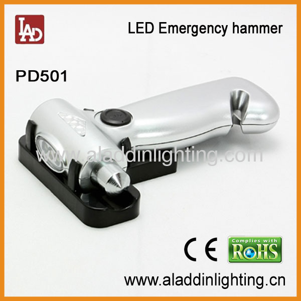 4in1 dynamo emergency auto safety hammer with 3 LED torch