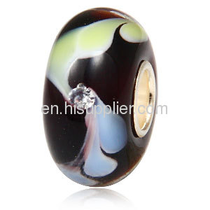 Wholesale Cubic Zirconia Stone european Murano Glass Charm Beads