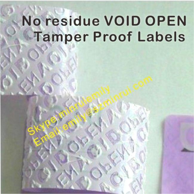 Custom No Transfer White VOID Labels,No Residue VOID OPEN Seal Stickers