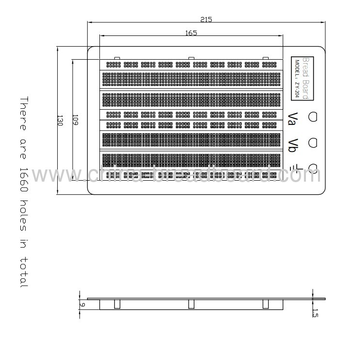 ZY-204 - - 1660 points solderless breadboard