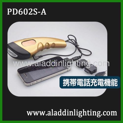 LED solar dynamo flashlight torch