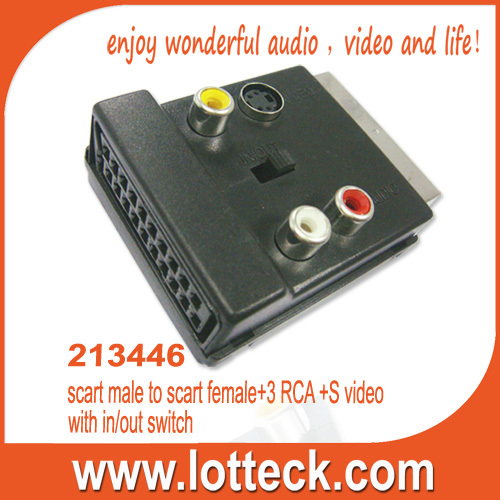 scart male to scart female+3 RCA +S video