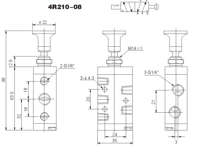Pneumatic handvalveair hand draw valvehand pull valve mechanical valve air valve solenoid valve 4R110-06 4R210-08