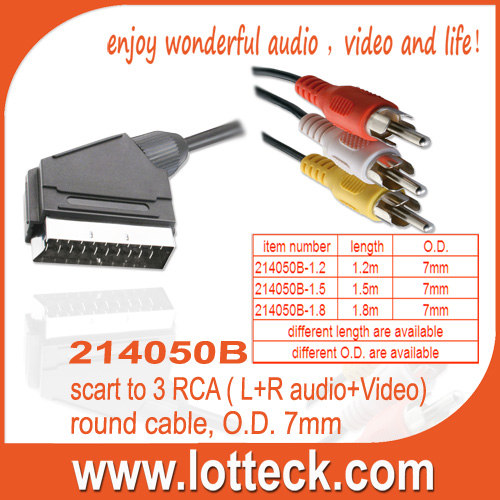 scart to 3 RCA ( L+R audio+Video) round cable