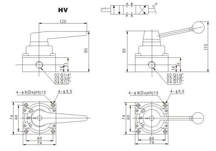 pneumatic hand push valve bottom exhaust valve hand valve solenoid valve SMC hand draw Valve HV 02 03 04 