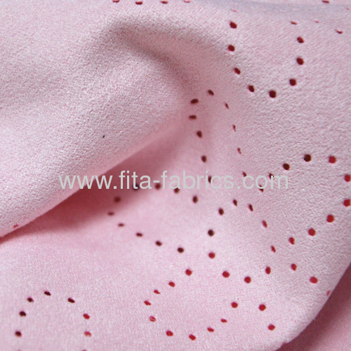 Polyeste suede with eyelet knit single jersey fabric