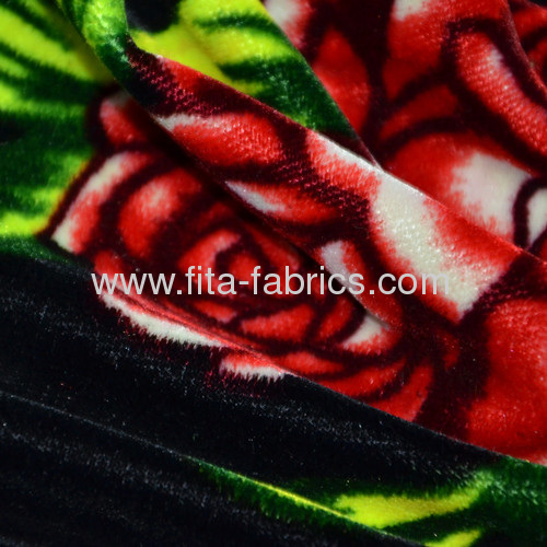 Peony design printed pleuche fabric