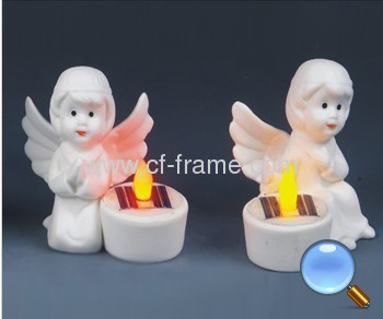 solar ceramics angel candle light as promotional gift