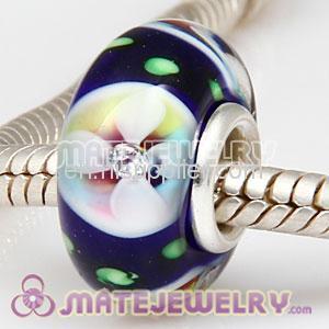 Handmade Sterling Silver Core european Lampwork Glass Charm Beads