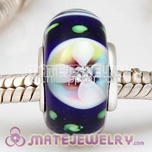 Handmade Sterling Silver Core european Lampwork Glass Charm Beads