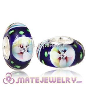 Handmade Sterling Silver Core european Lampwork Glass Charm Beads