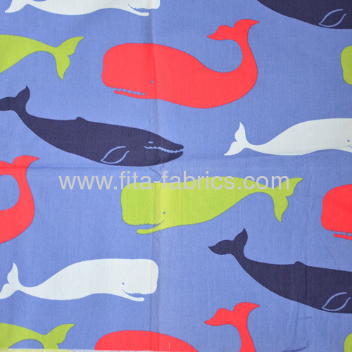 100%cotton Series of Marine animals printed Plain weave fabric