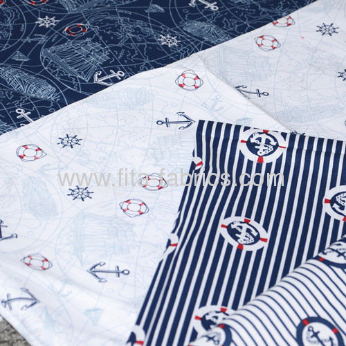 Marine printed cotton poplin with Much more reasonable price