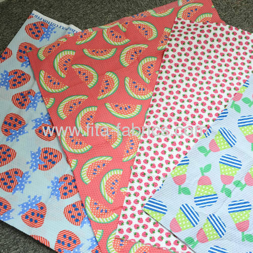 2013 New trendy, fruitprinted seersucker fabric for children