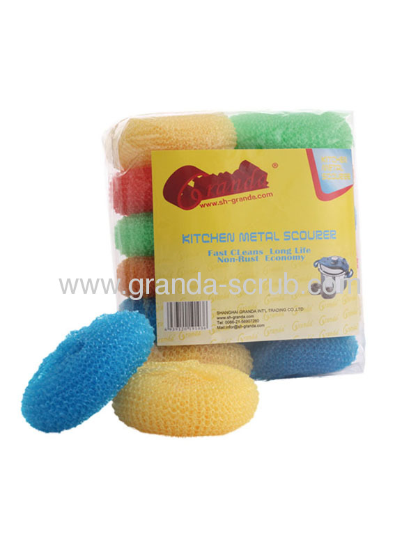 Kitchen Pan Handmade Plastic Scrubbing Scouring Pad 