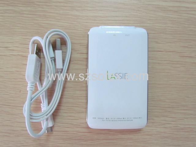 3000mAh portable power bank for mobile phone and devices