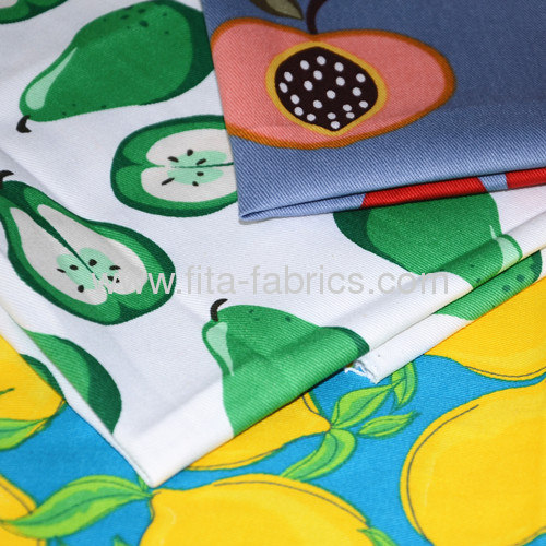 Fruits.And.Vegetables printedsingle yarn drill fabric