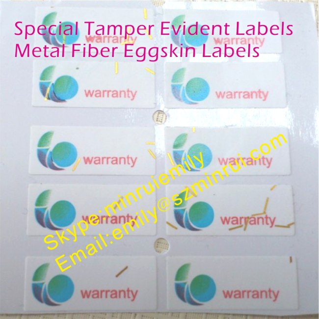 Custom Special Metallic Fiber Destructible Labels,Special High Security Tamper Evident Labels