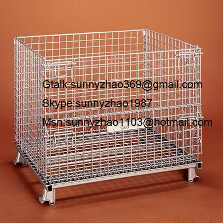 (Whole front-door opened)Wire Mesh Container/Tote box /Foldable Wire Mesh Basket