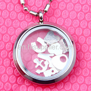 Wholesale Stainless Steel Crystal Glass Living Floating Charm Locket Necklace 